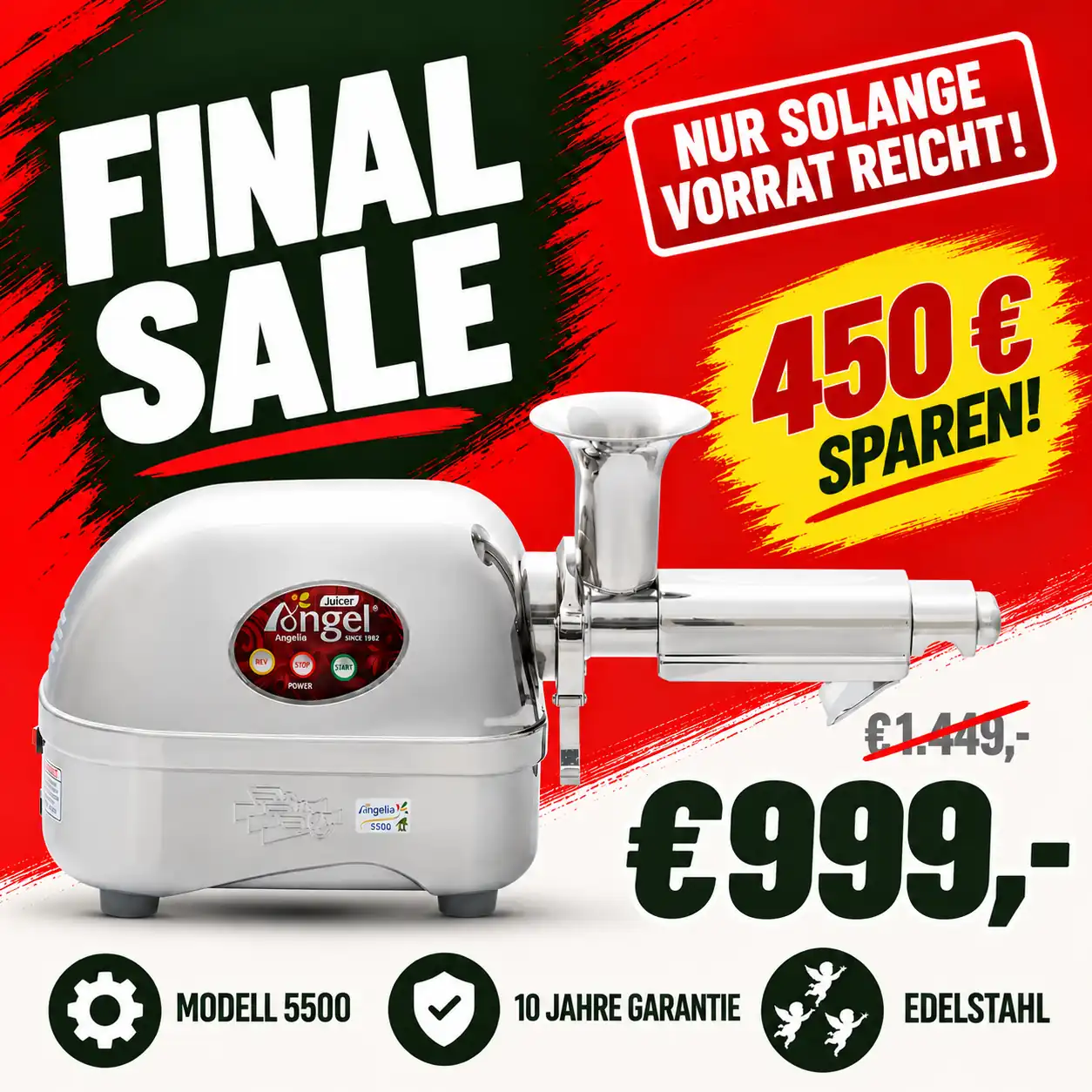 Angel Juicer 5500 Final Sale – 450 € sparen | Modell 2026