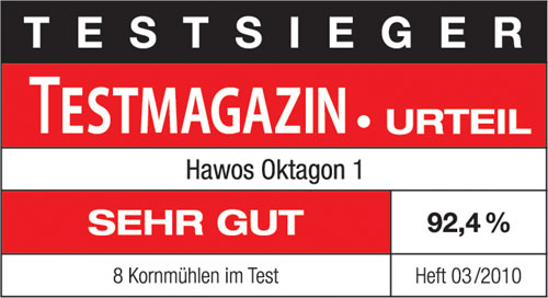 Testsiegel Hawos Oktagon 1 Getreidemühle