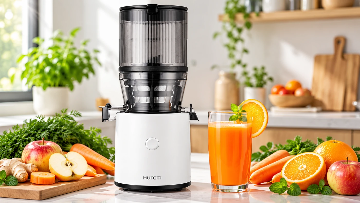 Hurom H320N mit frisch gepresstem Karotten-Apfel-Saft