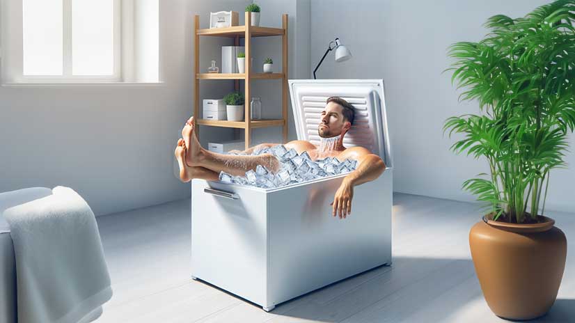 Eisbaden in der Gefriertruhe