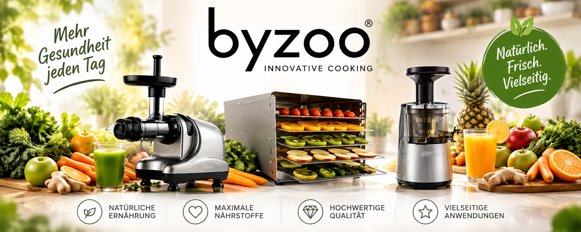 Byzoo Entsafter und Slow Juicer für Obst und Gemüse