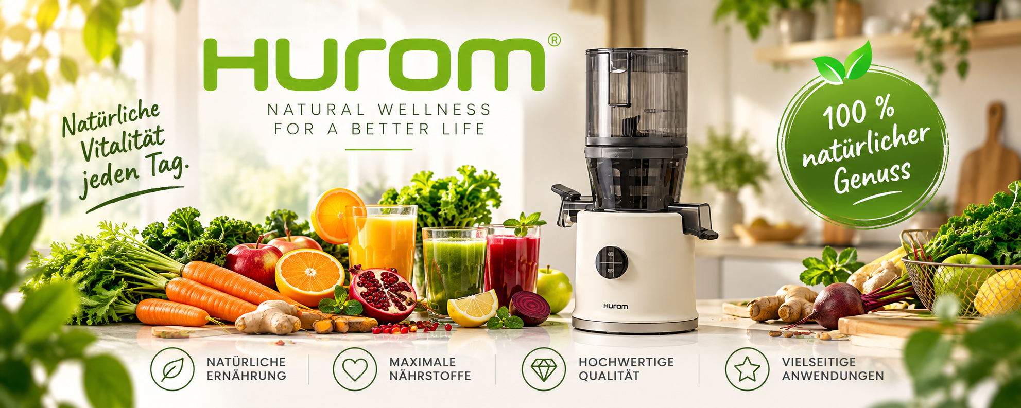 Hurom Entsafter und Slow Juicer für frische Obst- und Gemüsesäfte