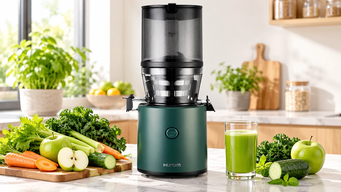 Hurom H320N Slow Juicer mit Obst und Gemüse