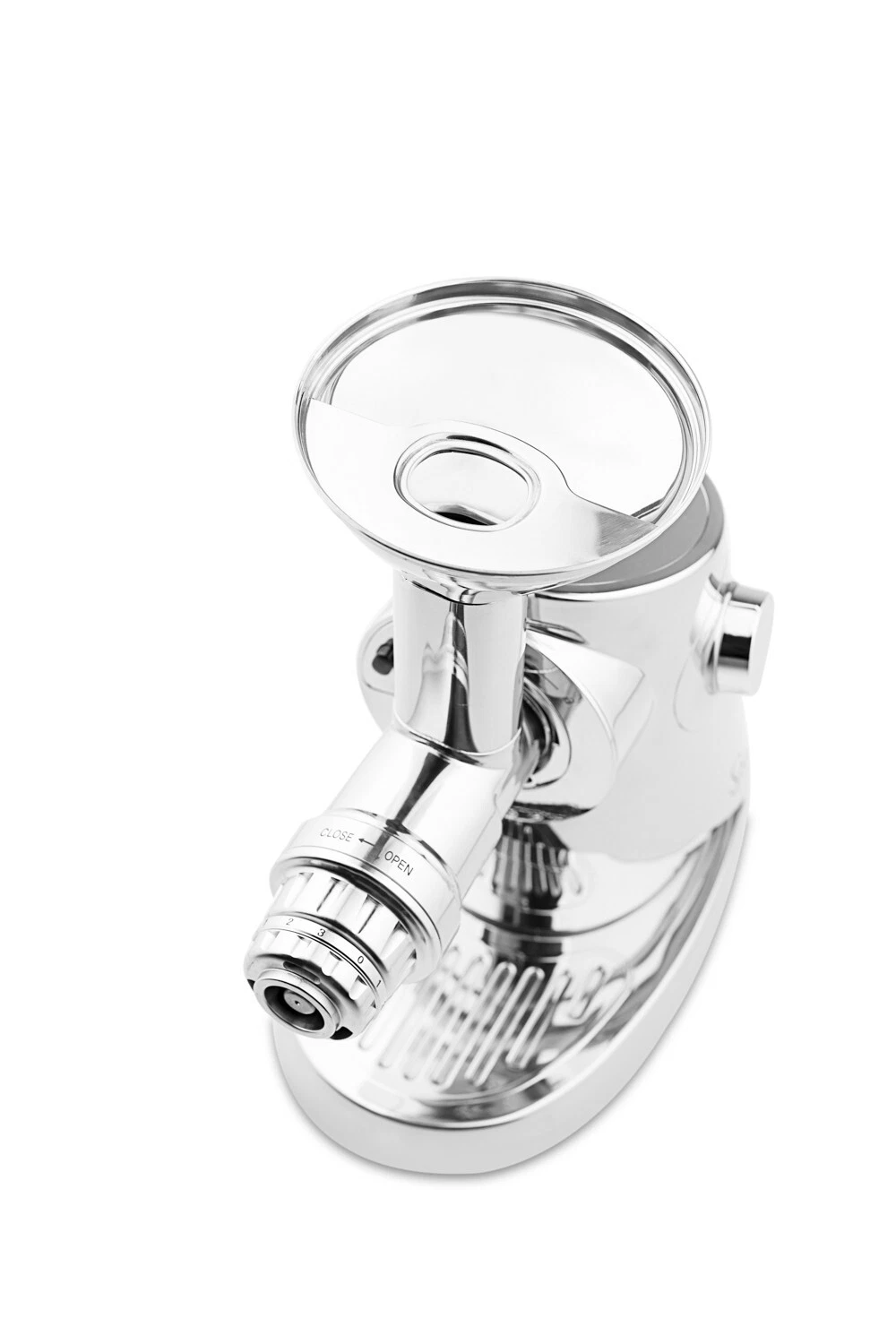 Sana 929 Ultimate Juicer – Ansicht von oben Sana 929 Ultimate Juicer von oben mit Einfülltrichter und Presswerk